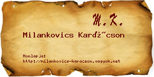 Milankovics Karácson névjegykártya